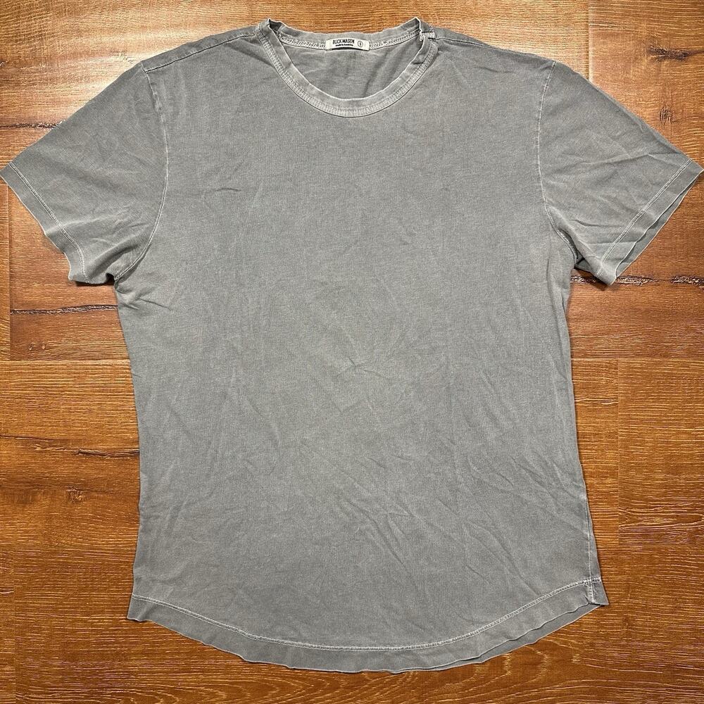 Buck Mason T Shirt Mens S Gray Supima Cotton Acid Wash USA Made Retro Alt City